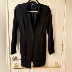 Zara Black Longline Open-Front Blazer Jacket